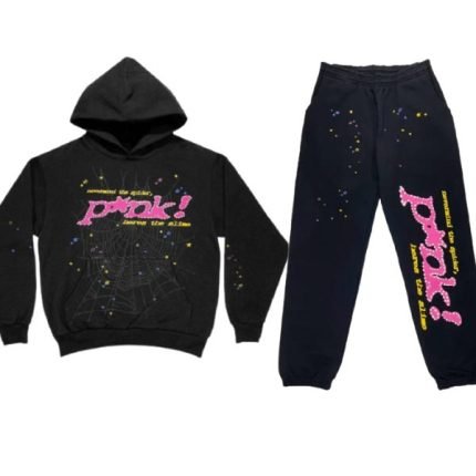 Sp5der Black Pink Printed Tracksuit