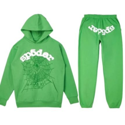 Sp5der Green Tracksuit with White Printed