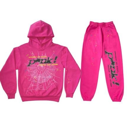 Sp5der Black Printed Tracksuit – Pink