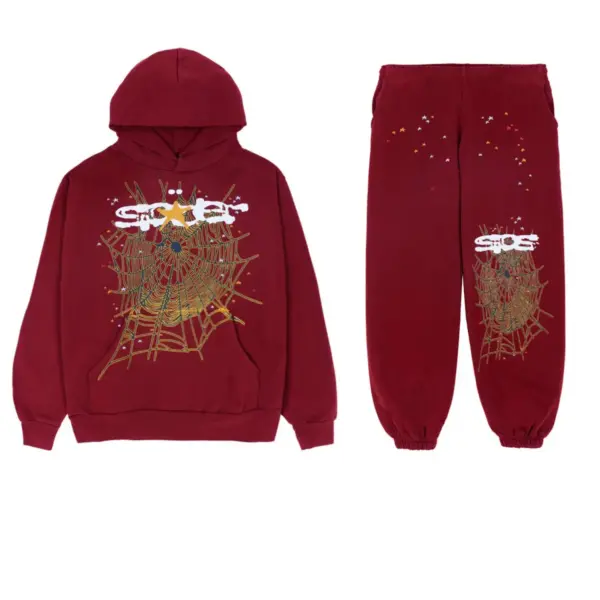 Sp5der Logo Tracksuit Maroon Sp5der Logo Tracksuit Maroon
